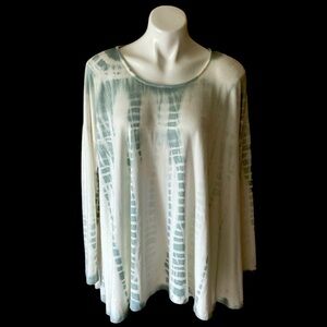 Very J White And Gray Tie Dye Long Sleeve Size Large Oversized Tunic Blouse